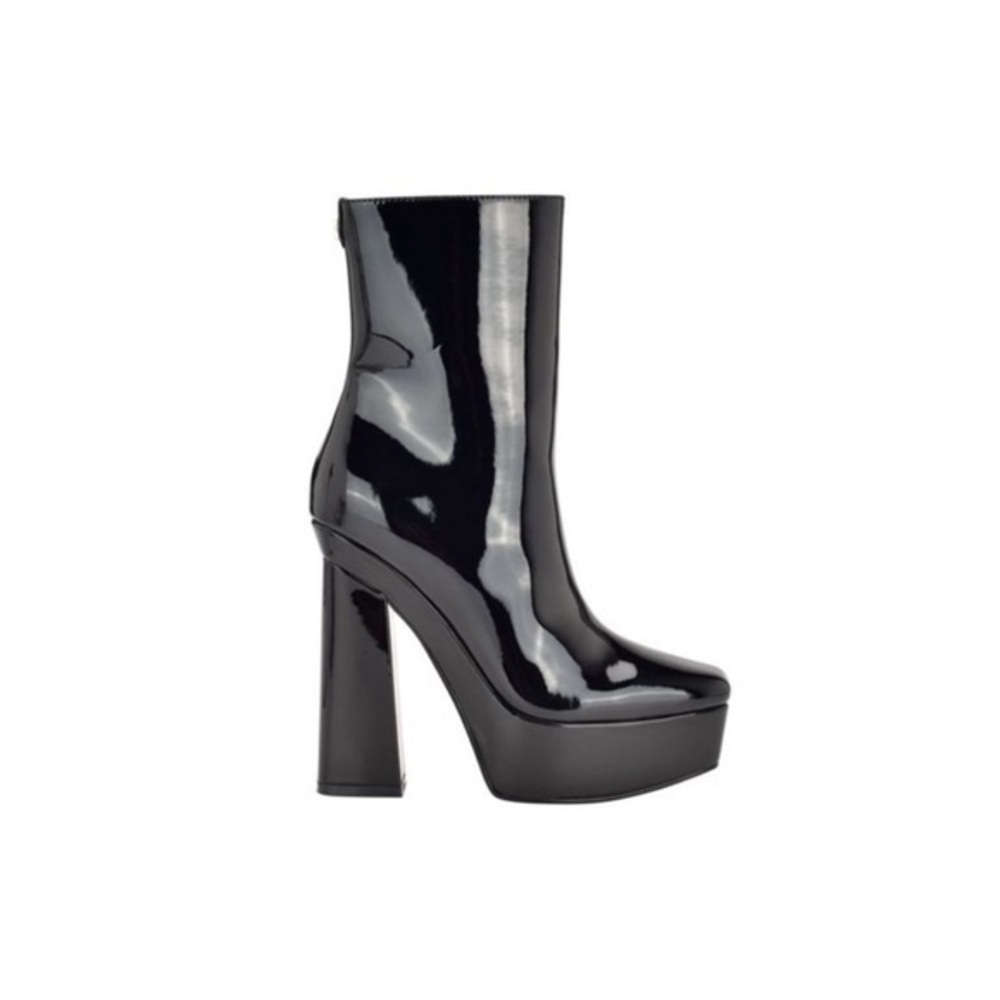 GUESS Patent Leather Glywbra Heeled Plarform Black Boots Size 5 New Without Box